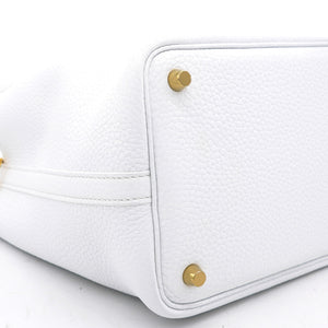Blanc Clemence Leather Picotin Lock 18 Bag