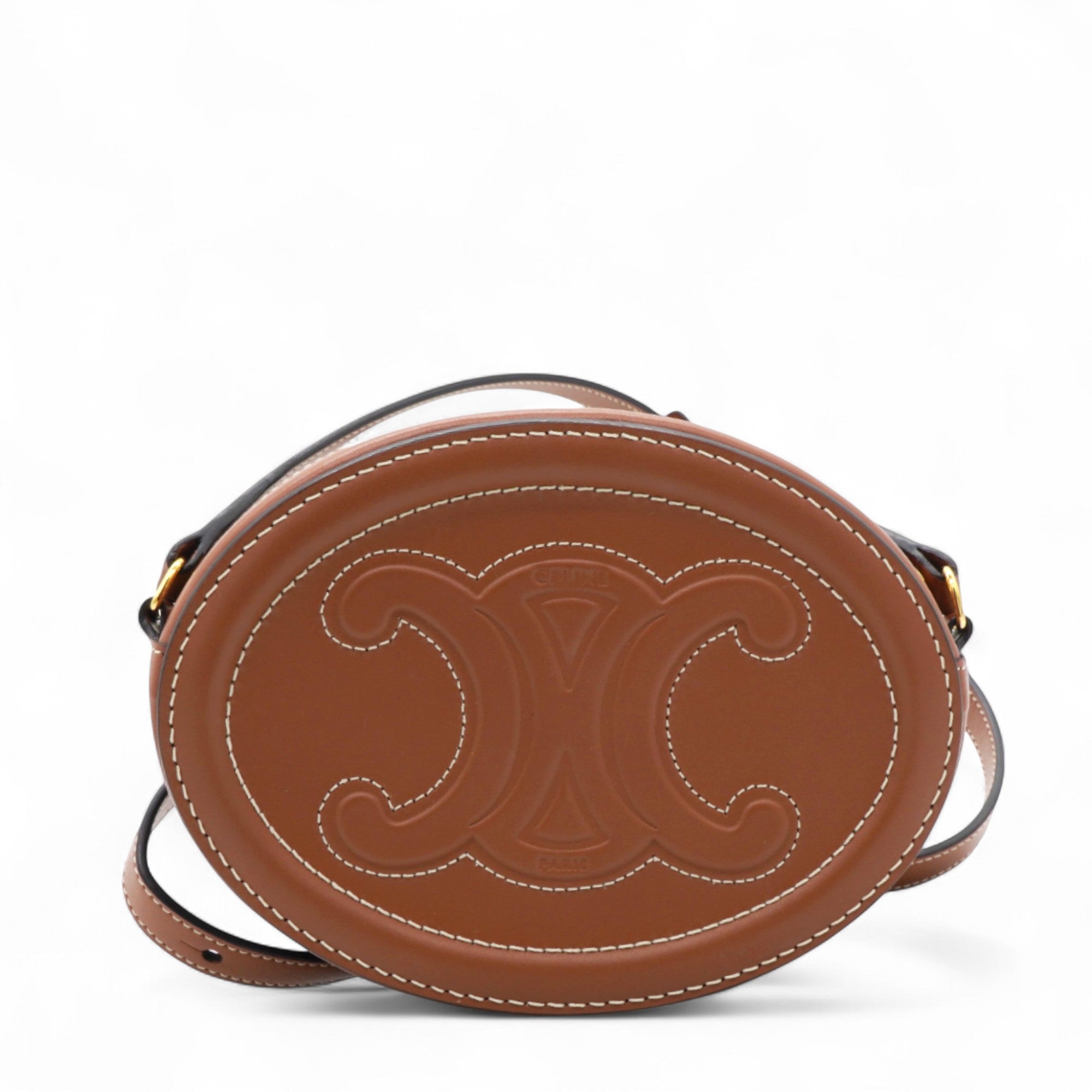 Smooth Cuir Triomphe Oval Bag Tan