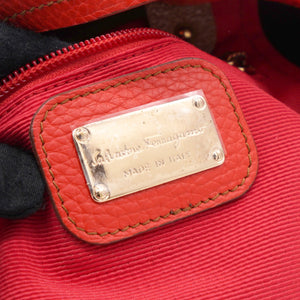 Orange Leather Top Handle Bag