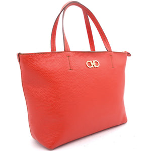Orange Leather Top Handle Bag