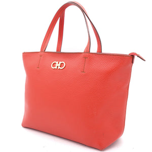 Orange Leather Top Handle Bag