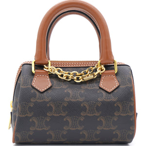Mini Boston Bag in Triomphe Canvas and Calfskin