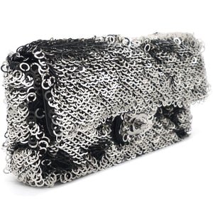 Sequin Small Single Flap Black White