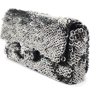 Sequin Small Single Flap Black White