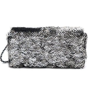 Sequin Small Single Flap Black White