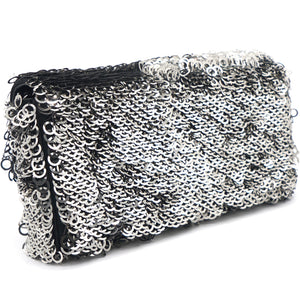 Sequin Small Single Flap Black White