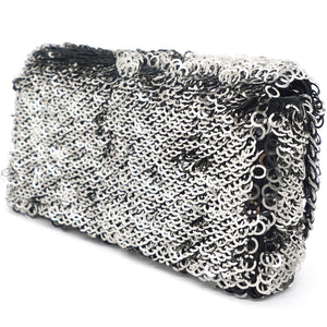 Sequin Small Single Flap Black White