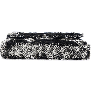 Sequin Small Single Flap Black White