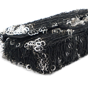 Sequin Small Single Flap Black White