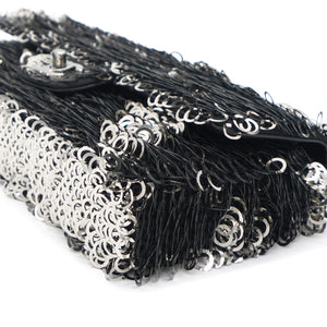 Sequin Small Single Flap Black White