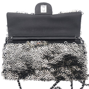 Sequin Small Single Flap Black White
