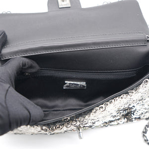 Sequin Small Single Flap Black White
