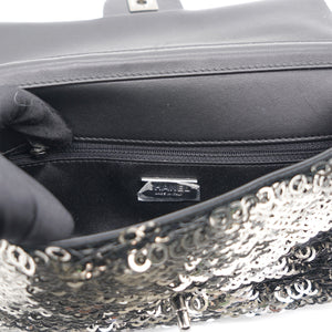 Sequin Small Single Flap Black White
