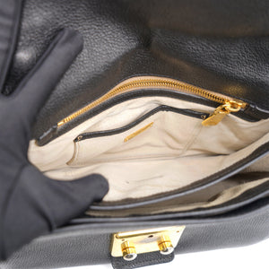 Goatskin Madras Shoulder Bag Black