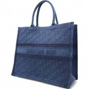 Oblique Denim Book Tote Denim Blue Large