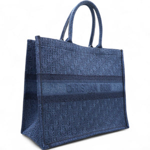Oblique Denim Book Tote Denim Blue Large