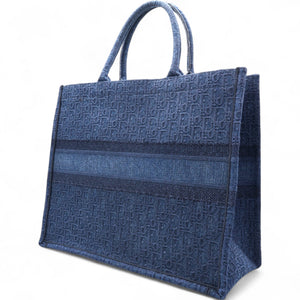 Oblique Denim Book Tote Denim Blue Large
