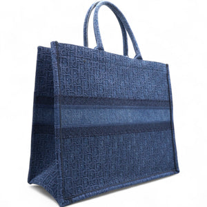 Oblique Denim Book Tote Denim Blue Large