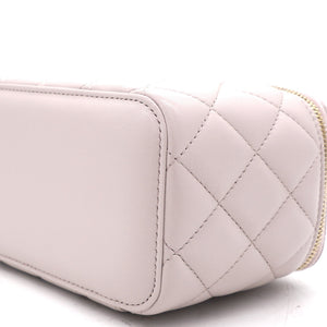Lambskin Quilted Pearl Crush Small Vanity Case With Chain Lilac