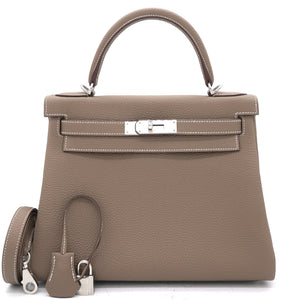 Etoupe Togo Leather Palladium Hardware Kelly 28 Bag