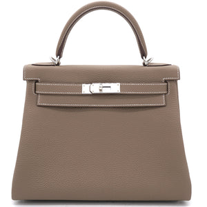 Etoupe Togo Leather Palladium Hardware Kelly 28 Bag