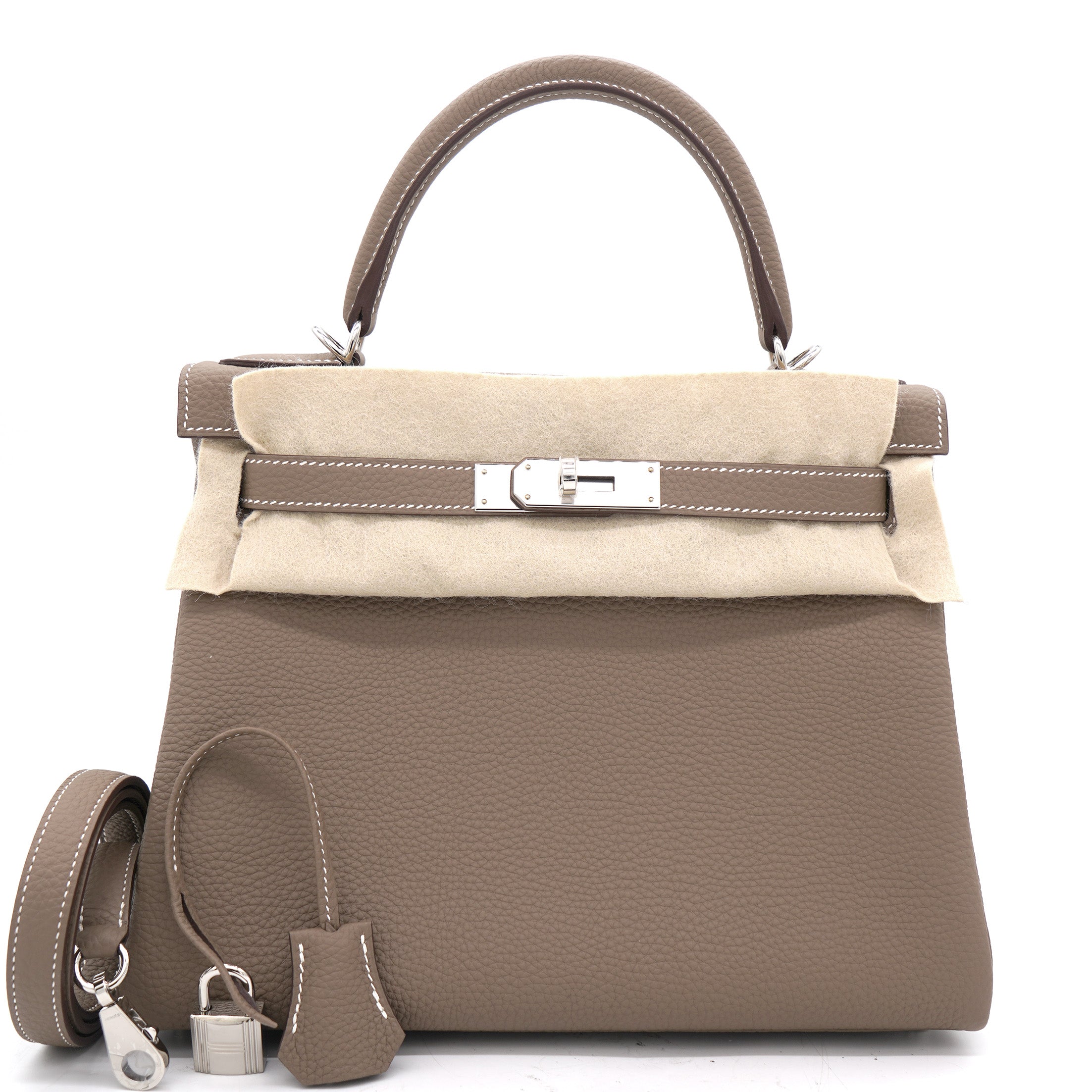 Etoupe Togo Leather Palladium Hardware Kelly 28 Bag
