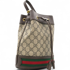 GG Supreme Monogram Web Ophidia Bucket Bag Brown