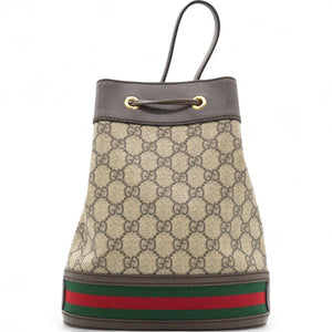 GG Supreme Monogram Web Ophidia Bucket Bag Brown
