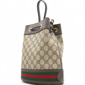 GG Supreme Monogram Web Ophidia Bucket Bag Brown
