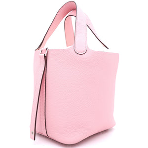 Rose Sakura 3Q Clemence Leather Picotin Lock 18 Bag