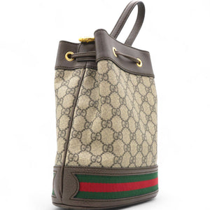 GG Supreme Monogram Web Ophidia Bucket Bag Brown