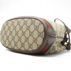 GG Supreme Monogram Web Ophidia Bucket Bag Brown