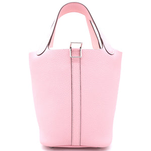Rose Sakura 3Q Clemence Leather Picotin Lock 18 Bag