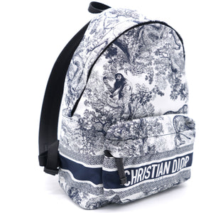 Small Diortravel Backpack Blue Toile De Jouy Reverse Technical Fabric