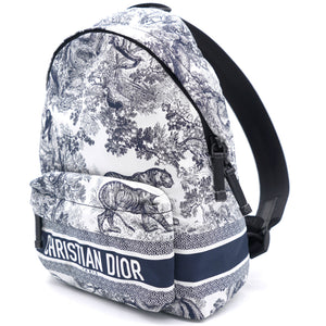 Small Diortravel Backpack Blue Toile De Jouy Reverse Technical Fabric
