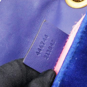 Velvet Matelasse Small GG Marmont Shoulder Bag Cobalt Blue