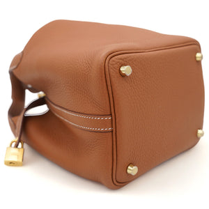 Clemence Leather Picotin Lock 18 Bag Gold