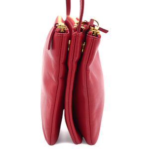 Lambskin Small Trio Crossbody Bag Red