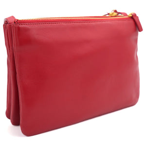 Lambskin Small Trio Crossbody Bag Red