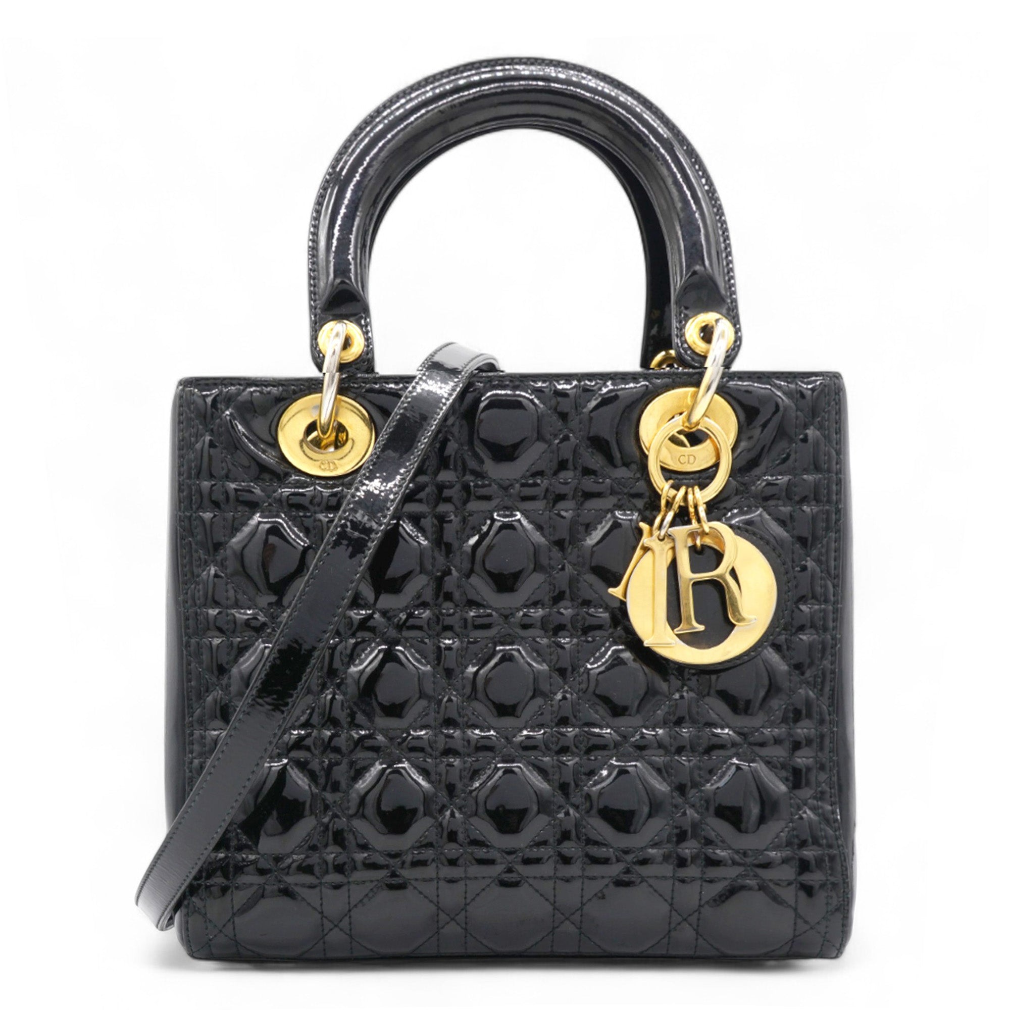 Patent Cannage Medium Lady Dior Black