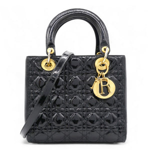 Patent Cannage Medium Lady Dior Black