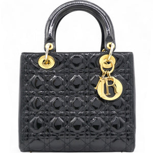 Patent Cannage Medium Lady Dior Black