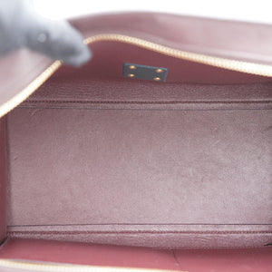 Tri-Color Leather and Suede Small Trapeze Top Handle Bag