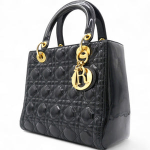 Patent Cannage Medium Lady Dior Black