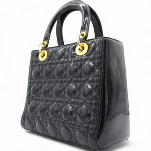 Patent Cannage Medium Lady Dior Black