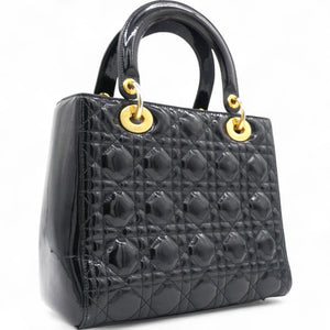 Patent Cannage Medium Lady Dior Black