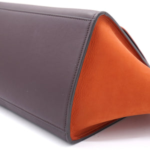 Tri-Color Leather and Suede Small Trapeze Top Handle Bag