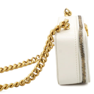 White caviar mini boy clutch on chain