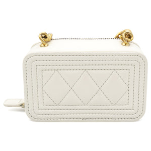 White caviar mini boy clutch on chain