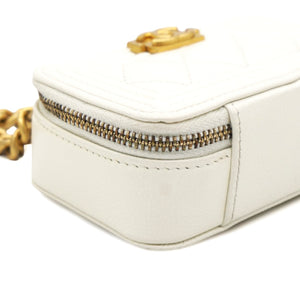 White caviar mini boy clutch on chain